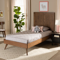 Baxton Studio Amira-Ash Walnut-Twin Baxton Studio Amira Mid-Century Modern Transitional Ash Walnut Finished Wood Twin Size Platform Bed